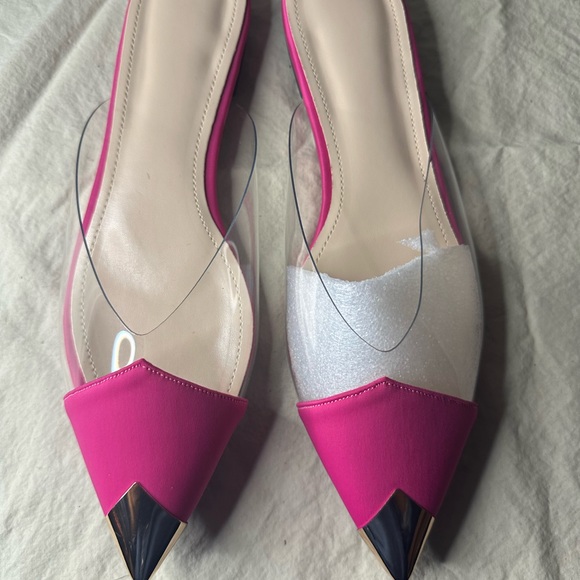 Pink and Silver Pointed Toe Flats - Picture 4 of 5